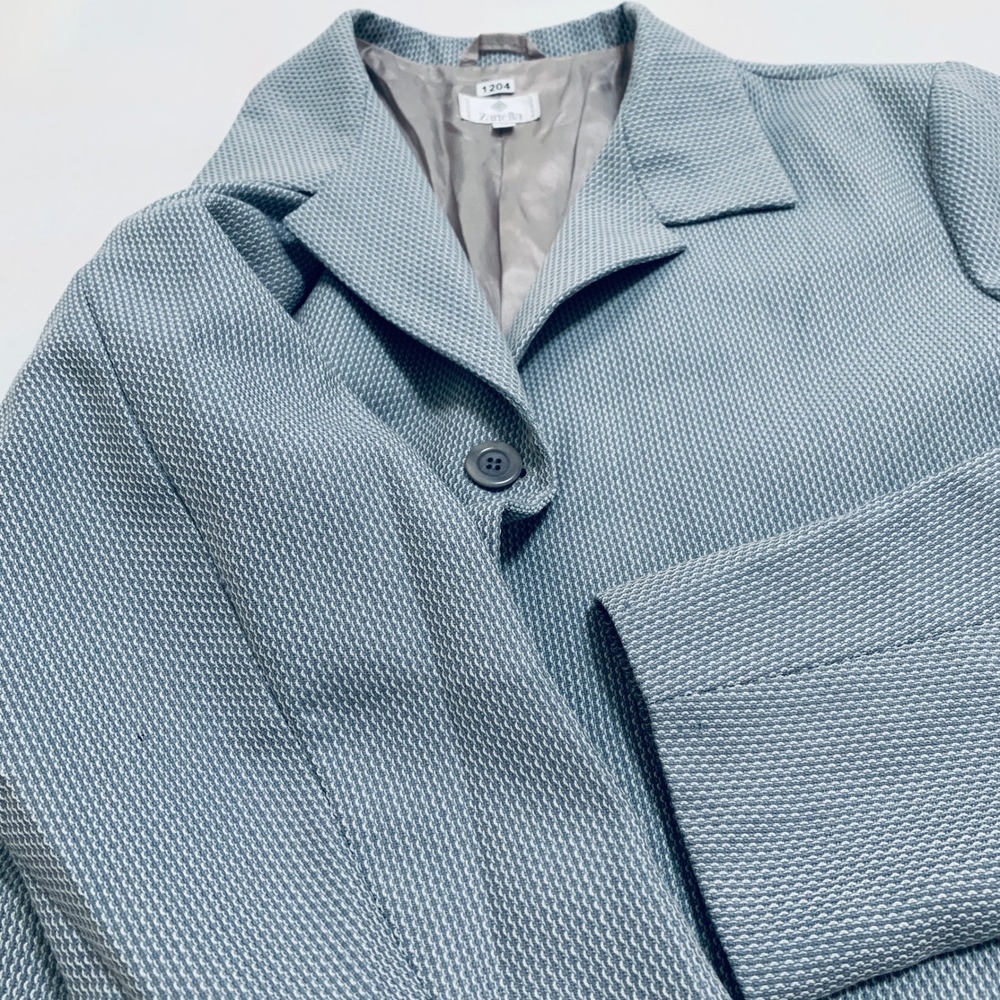 Zanella Blazer Jacket‎ Women's Size 16 Blue Green Geometric Print Made in Italy - Picture 11 of 12